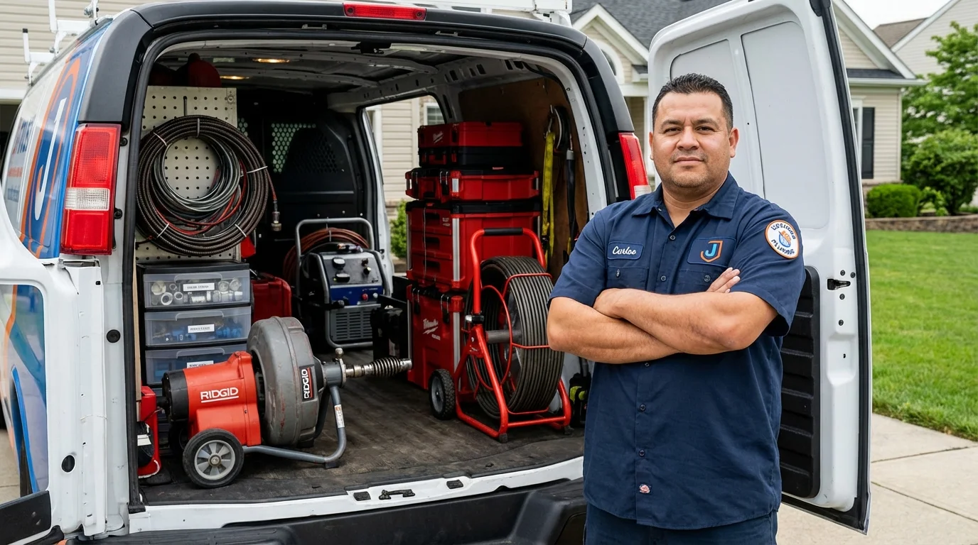 Professional drain cleaning equipment and Johns Plumbing LLC plumber in Garnett