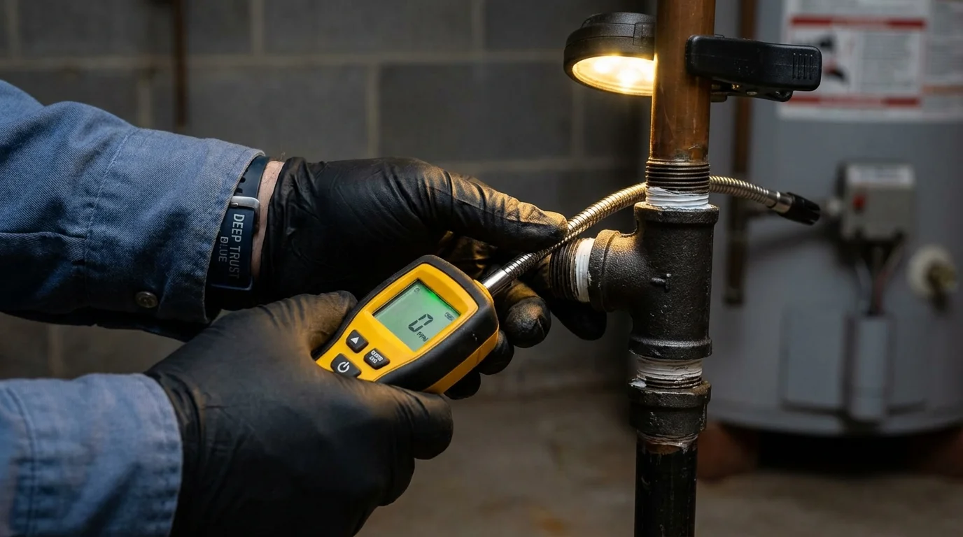 Gas leak detection with electronic sniffer by Johns Plumbing LLC in Garnett