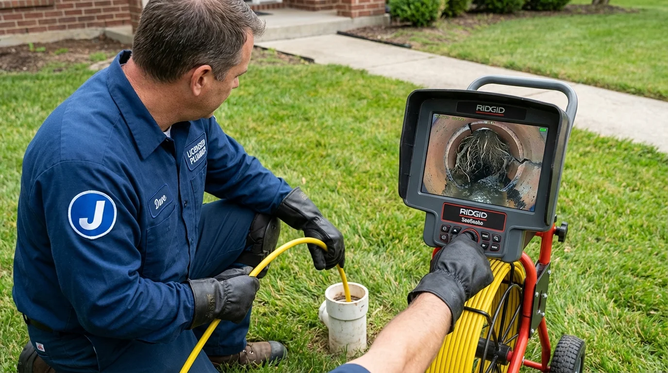Sewer camera inspection being performed by Johns Plumbing LLC in Garnett